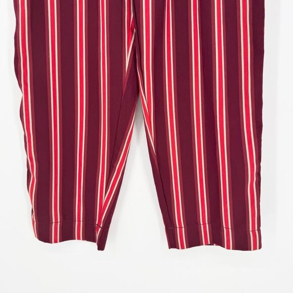 Free People Seemed Like Stripe Belted Crop Pant in Burgundy/Red Sz 2 Office Boho - Picture 10 of 16